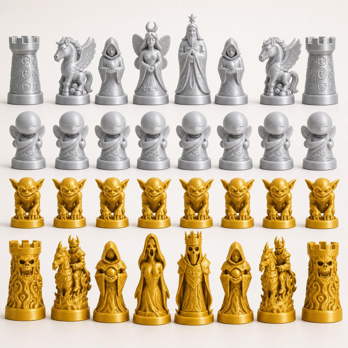 Traum-gegen-Albtraum-Schachfigurenset – komplettes 32-teiliges Schachset – Ansicht 3