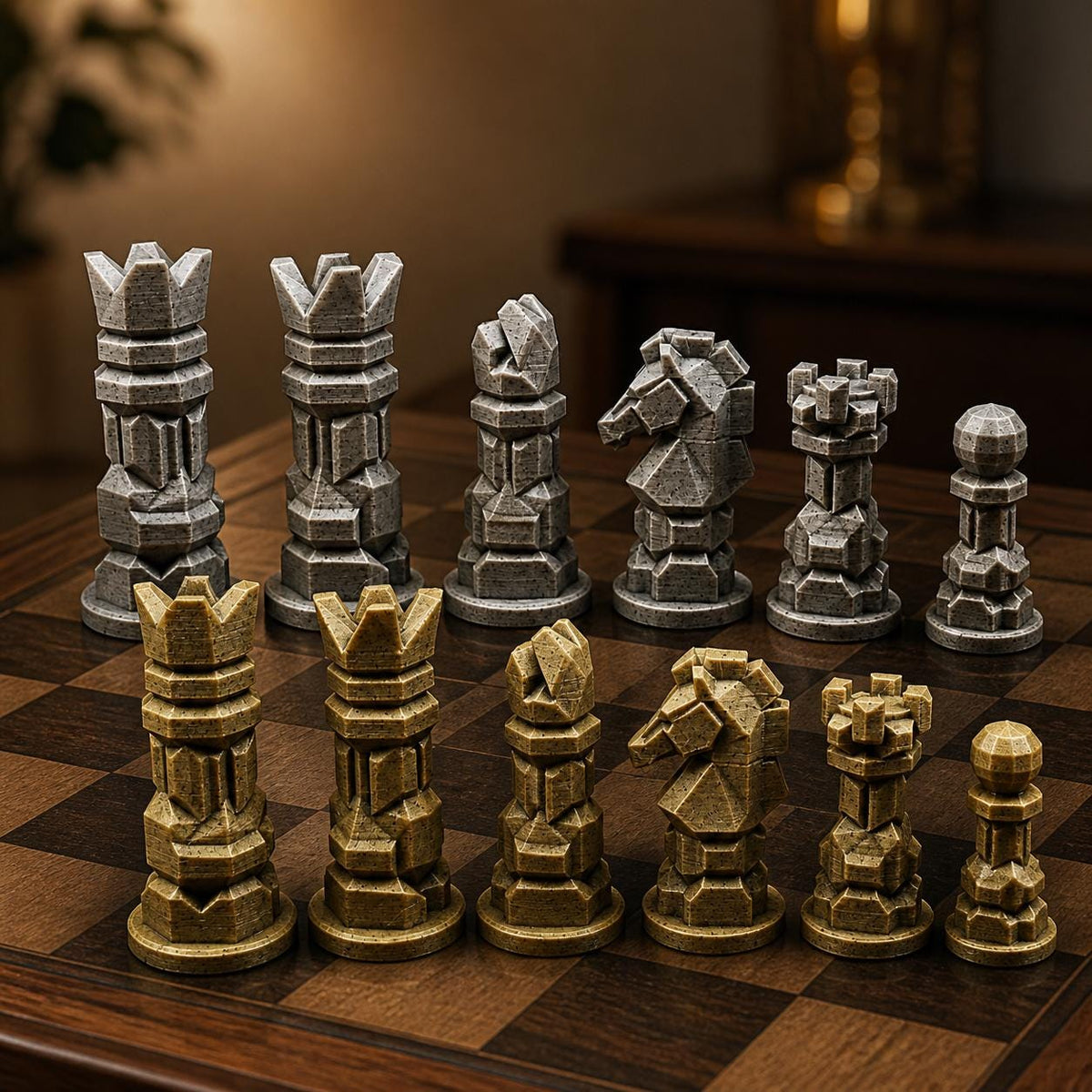 Modernes Schachfigurenset – komplett 32-teilig – Ansicht 1
