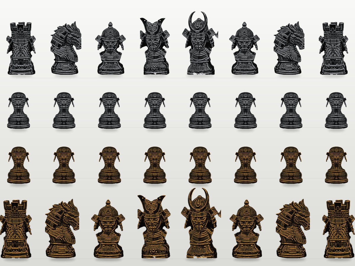 Samurai-Oni-Schachfigurenset – komplett 32-teilig – Ansicht 2
