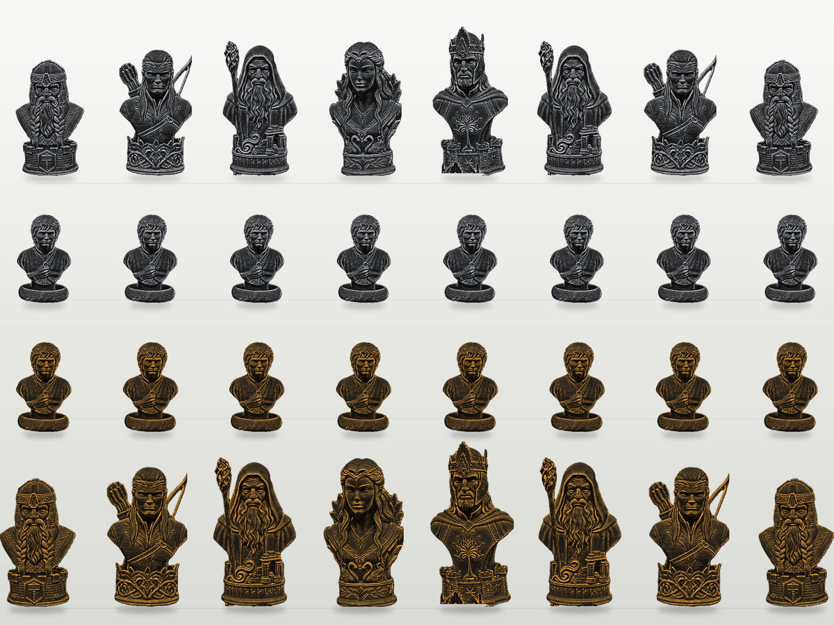 Fantasy-Reich-Büsten-Schachfigurenset – komplett 32-teilig – Ansicht 2