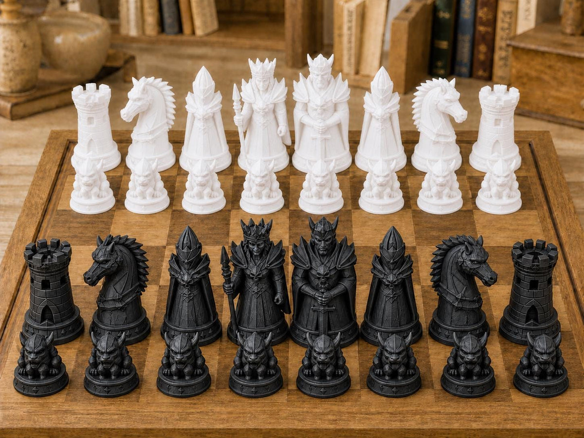Dunkle Bestien – komplettes 32-teiliges Schachfigurenset – Ansicht 3
