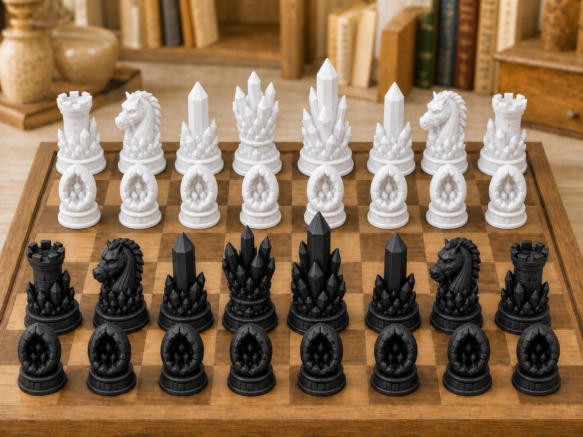 Kristallhöhlen – komplettes 32-teiliges Schachfigurenset – Ansicht 3