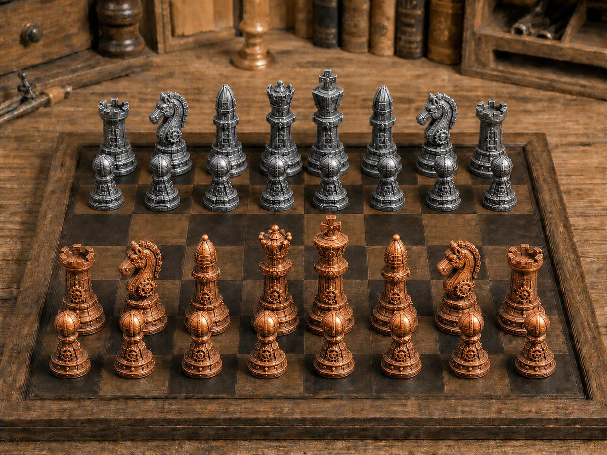 Kybernetische Figuren – komplettes 32-teiliges Schachfigurenset – Ansicht 2