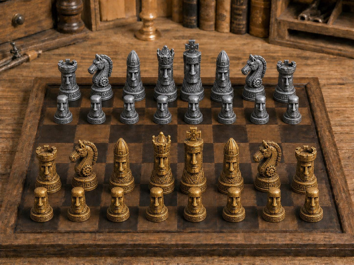 Legenden von Rapa Nui – komplettes 32-teiliges Schachfigurenset – Ansicht 1