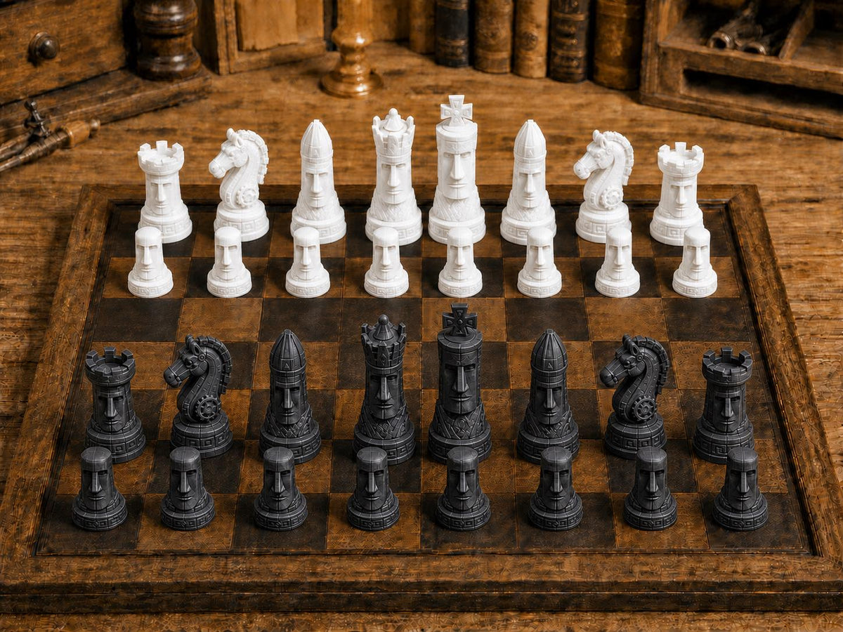 Legenden von Rapa Nui – komplettes 32-teiliges Schachfigurenset – Ansicht 3
