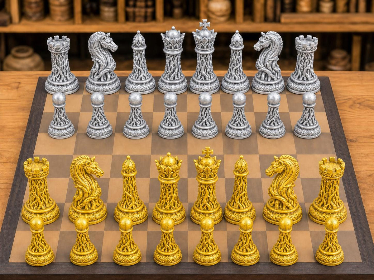 Eichenwurzel – komplettes 32-teiliges Schachfigurenset – Ansicht 4