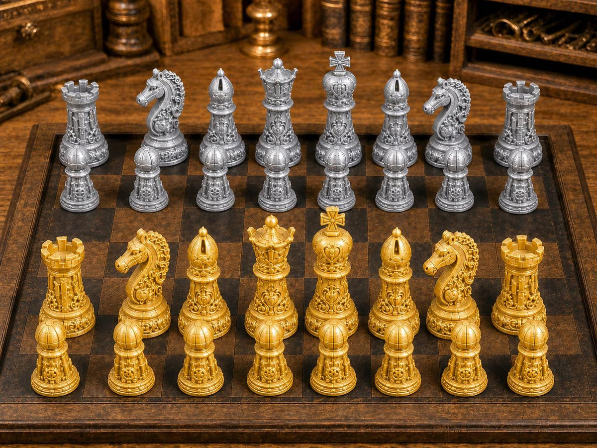 Industrie-Steampunk – komplettes 32-teiliges Schachfigurenset – Ansicht 4