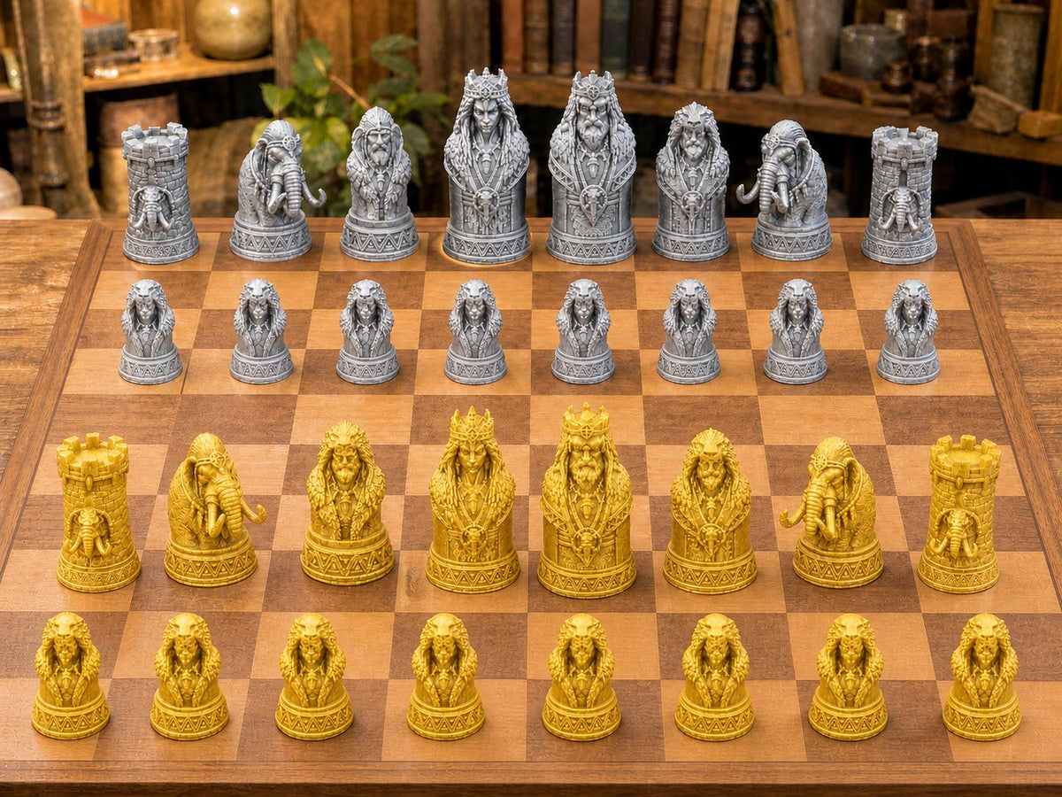 Prähistorische Herrscher – komplettes 32-teiliges Schachfigurenset – Ansicht 4