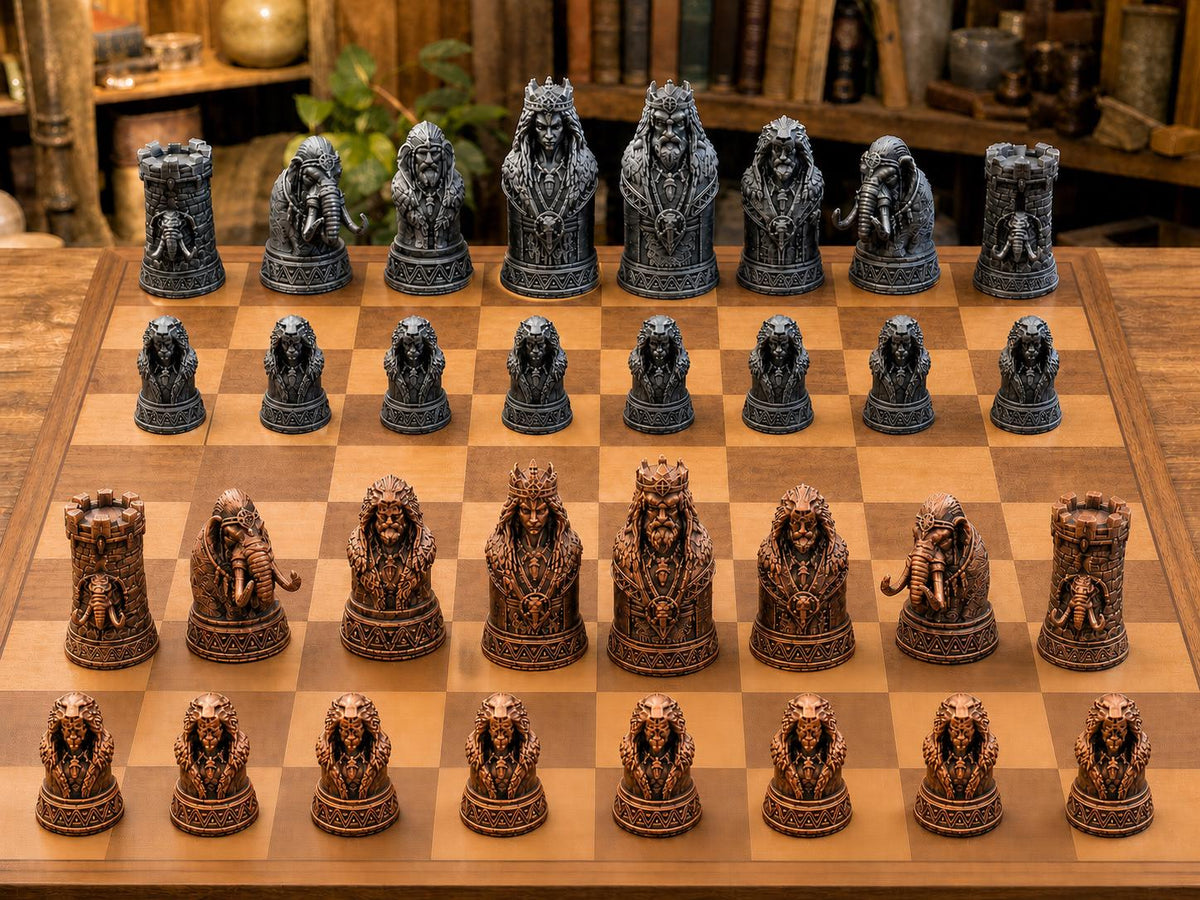Prähistorische Herrscher – komplettes 32-teiliges Schachfigurenset – Ansicht 2