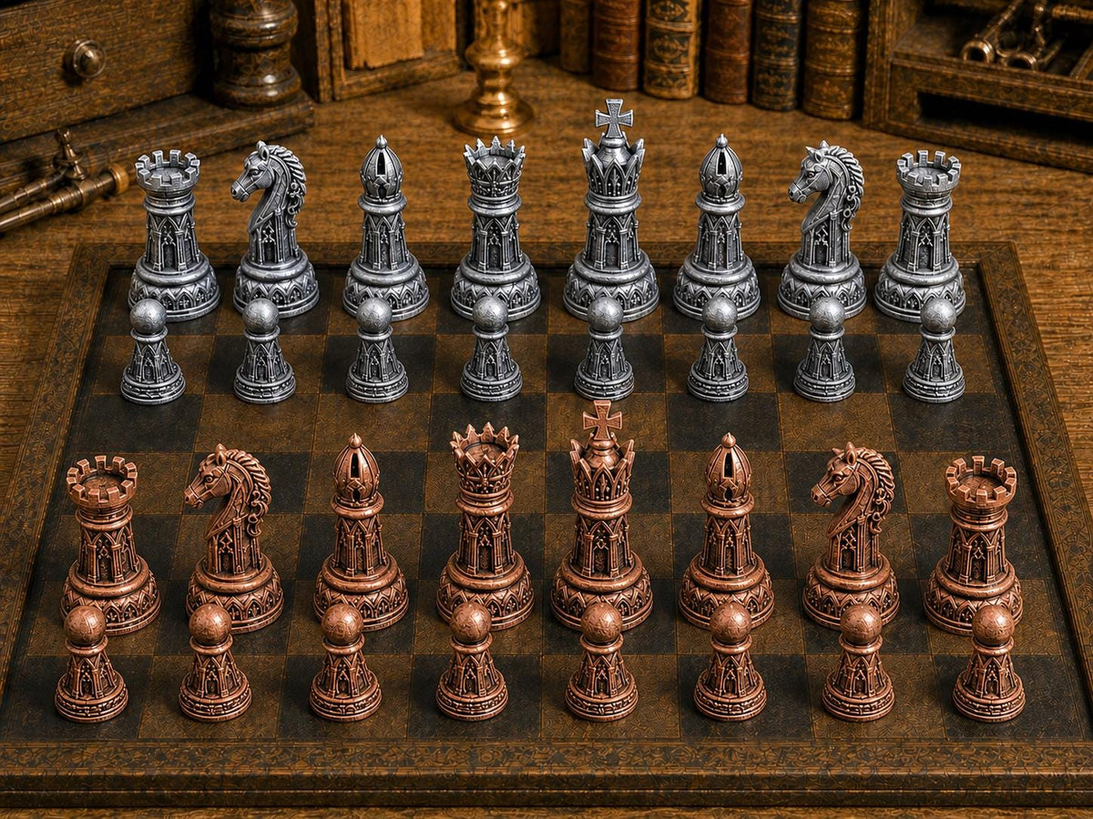 Gotische Figuren – komplettes 32-teiliges Schachfigurenset – Ansicht 2