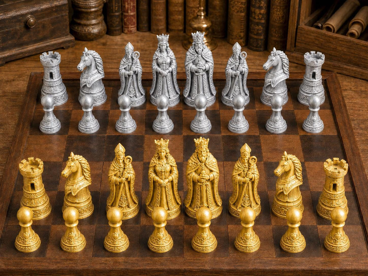 Luxuriöser Barock – komplettes 32-teiliges Schachfigurenset – Ansicht 4