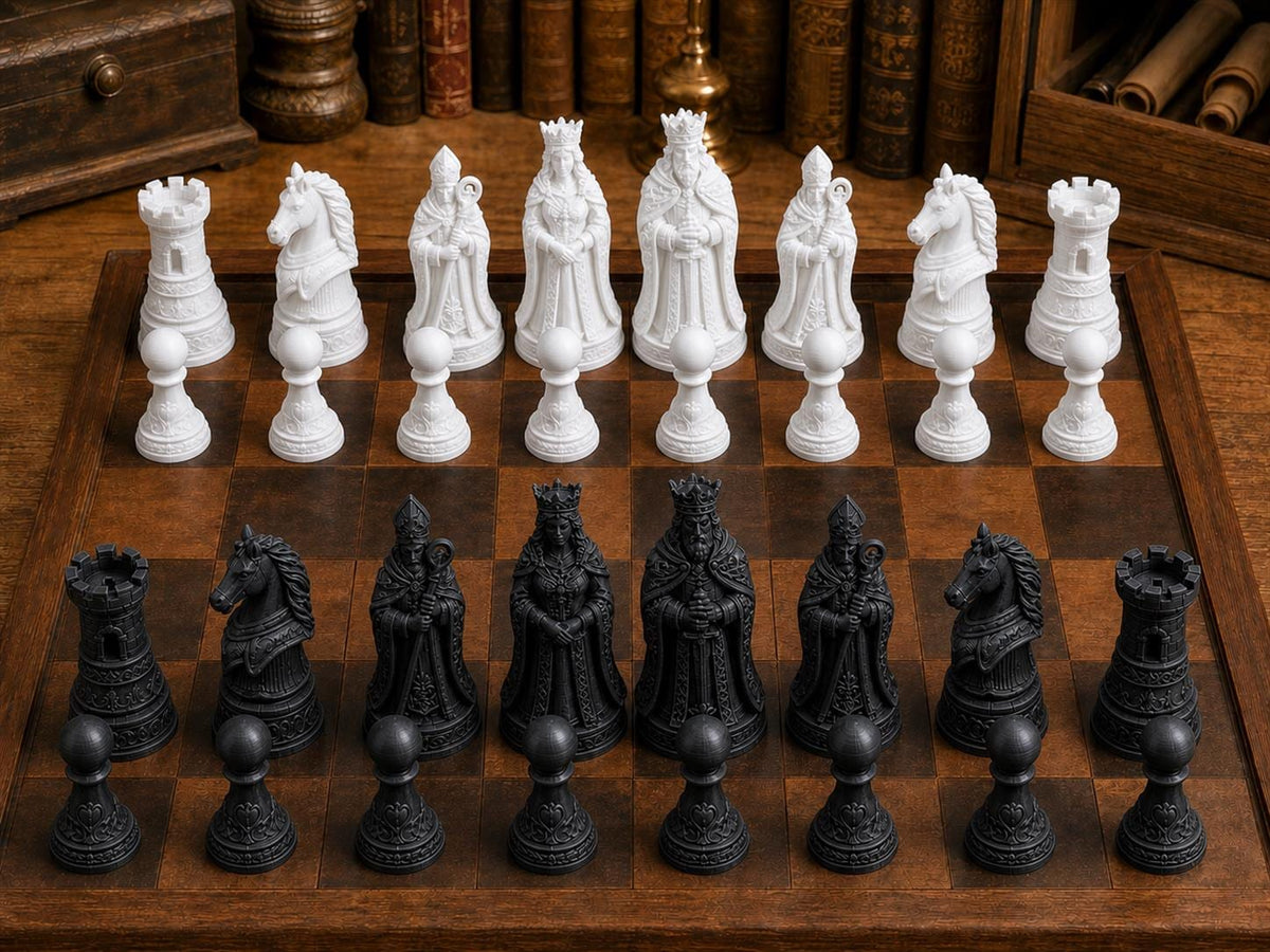 Luxuriöser Barock – komplettes 32-teiliges Schachfigurenset – Ansicht 3