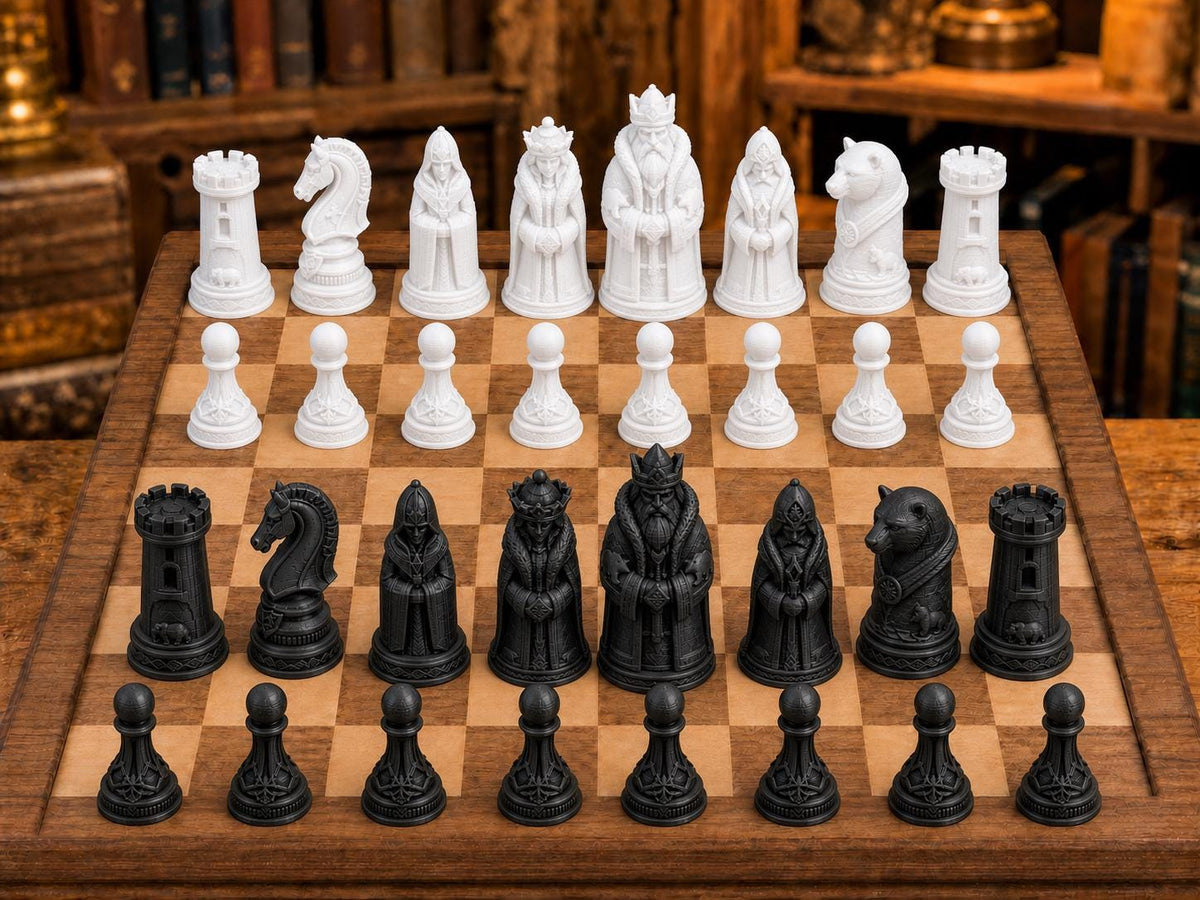 Könige der Arktis – komplettes 32-teiliges Schachfigurenset – Ansicht 3
