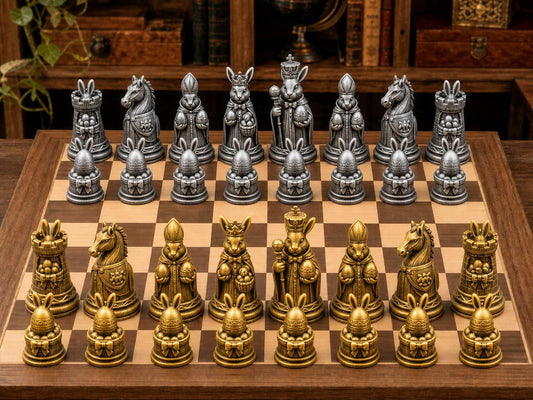 Osterhasen – komplettes 32-teiliges Schachfigurenset – Ansicht 1