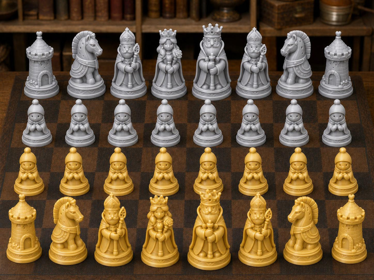 Feenhafte Hofgesellschaft – komplettes 32-teiliges Schachfigurenset – Ansicht 4