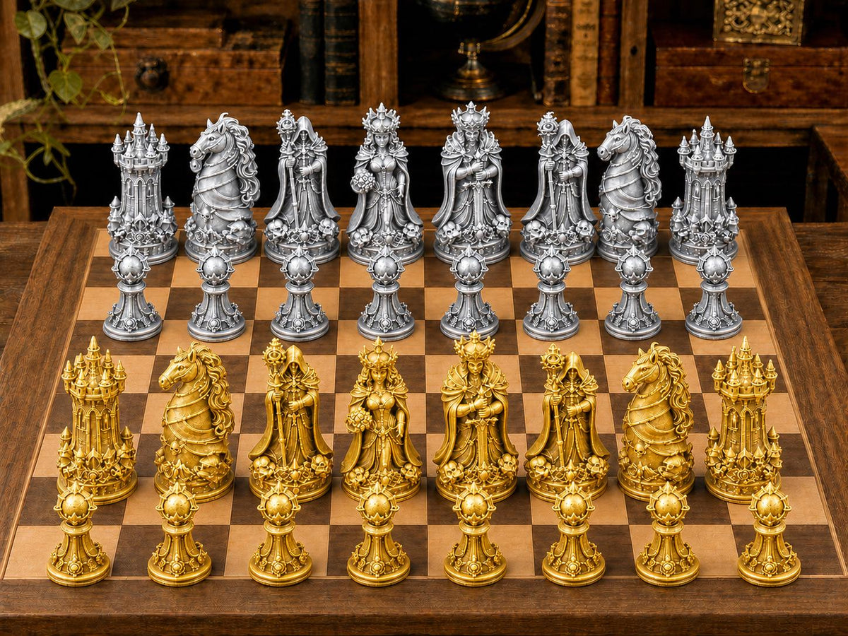 Dunkler Herrscher – komplettes 32-teiliges Schachfigurenset – Ansicht 4