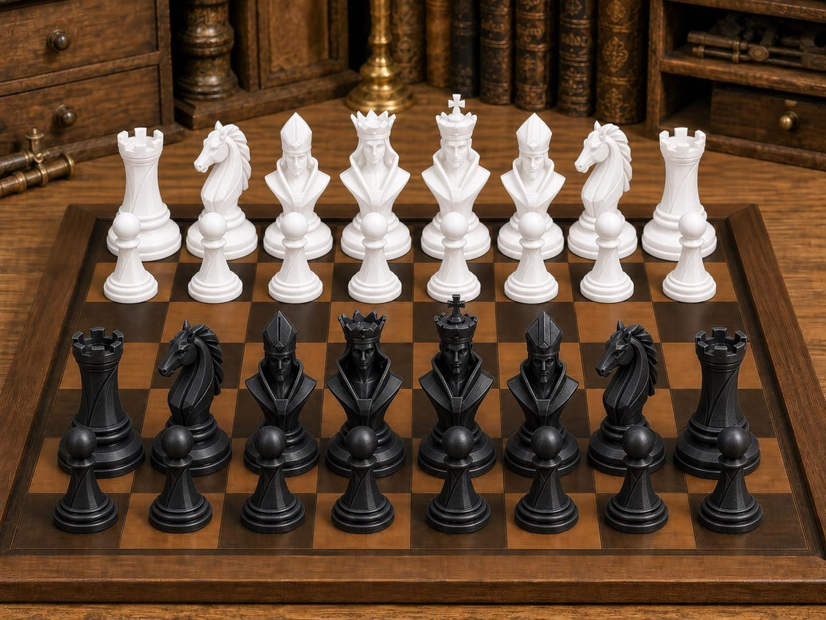 Edle Geometrie – komplettes 32-teiliges Schachfigurenset – Ansicht 3