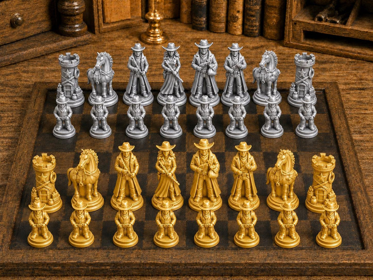 Legenden des Wilden Westens – komplettes 32-teiliges Schachfigurenset – Ansicht 4