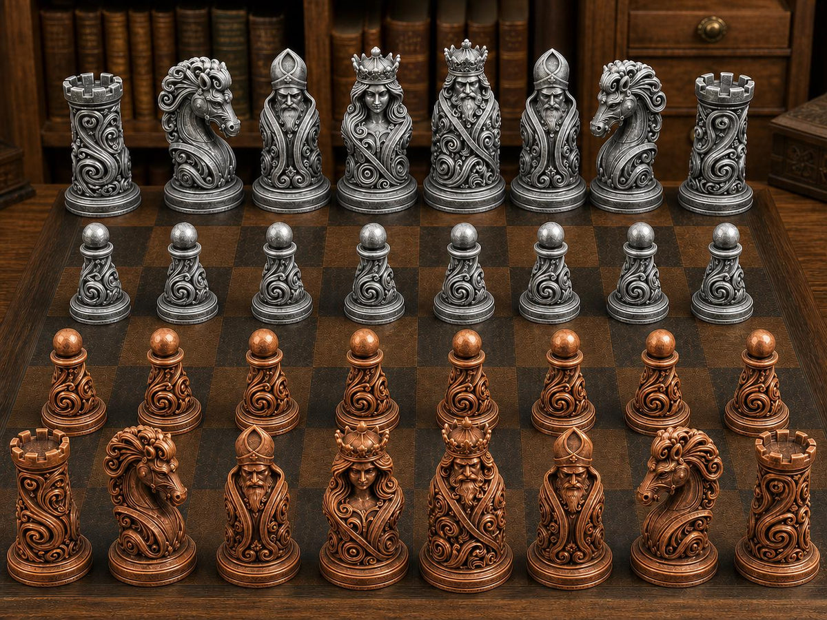 Imperialer Barock – komplettes 32-teiliges Schachfigurenset – Ansicht 2