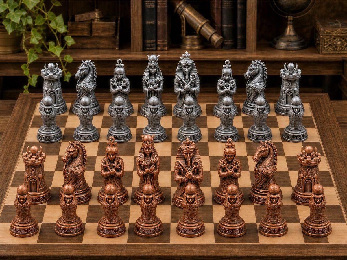 Ägyptische Mumien – komplettes 32-teiliges Schachfigurenset – Ansicht 2