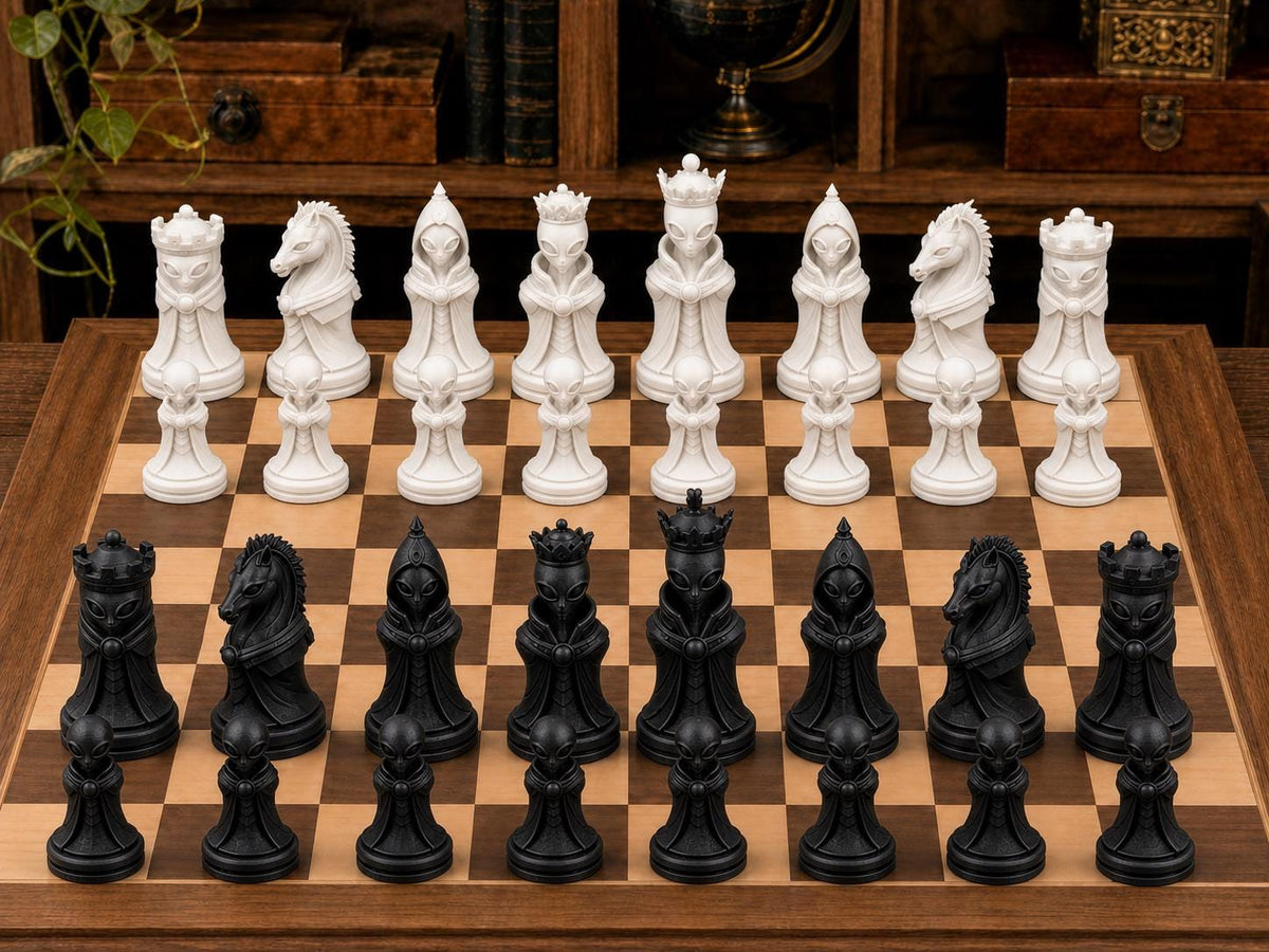 Außerirdische – komplettes 32-teiliges Schachfigurenset – Ansicht 3
