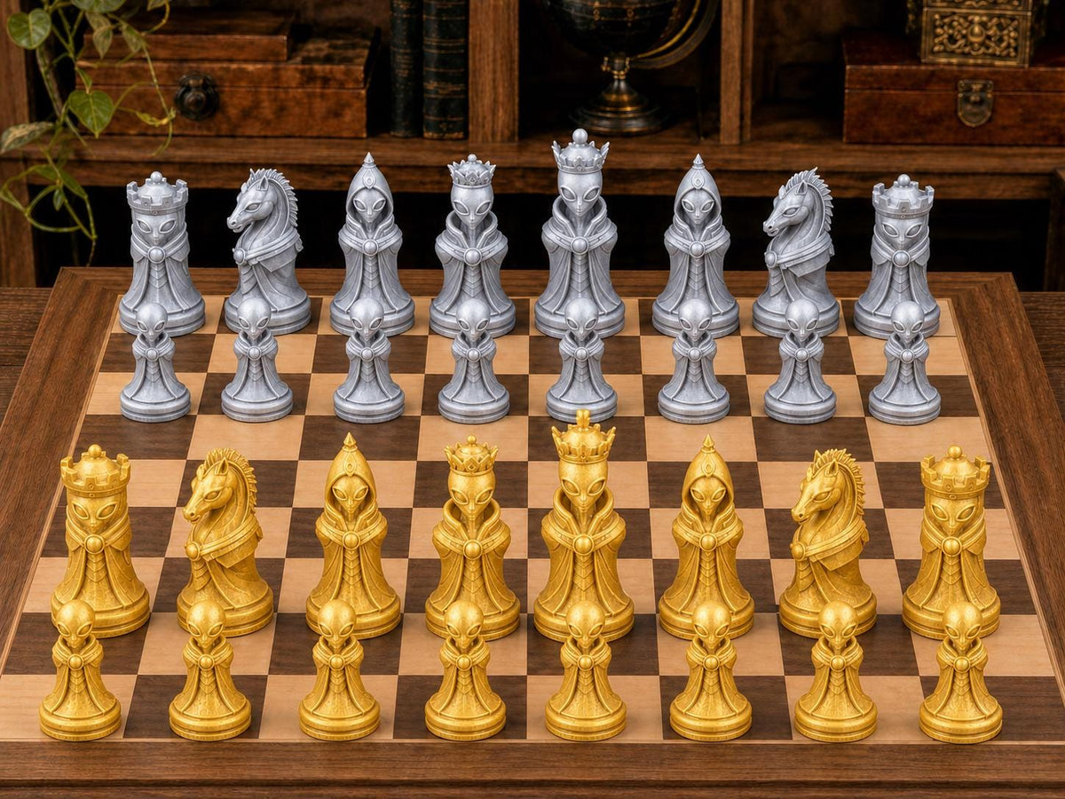 Außerirdische – komplettes 32-teiliges Schachfigurenset – Ansicht 4