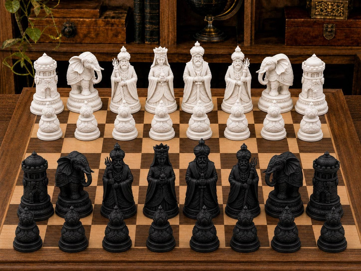 Maharaja-Hof – komplettes 32-teiliges Schachfigurenset – Ansicht 3
