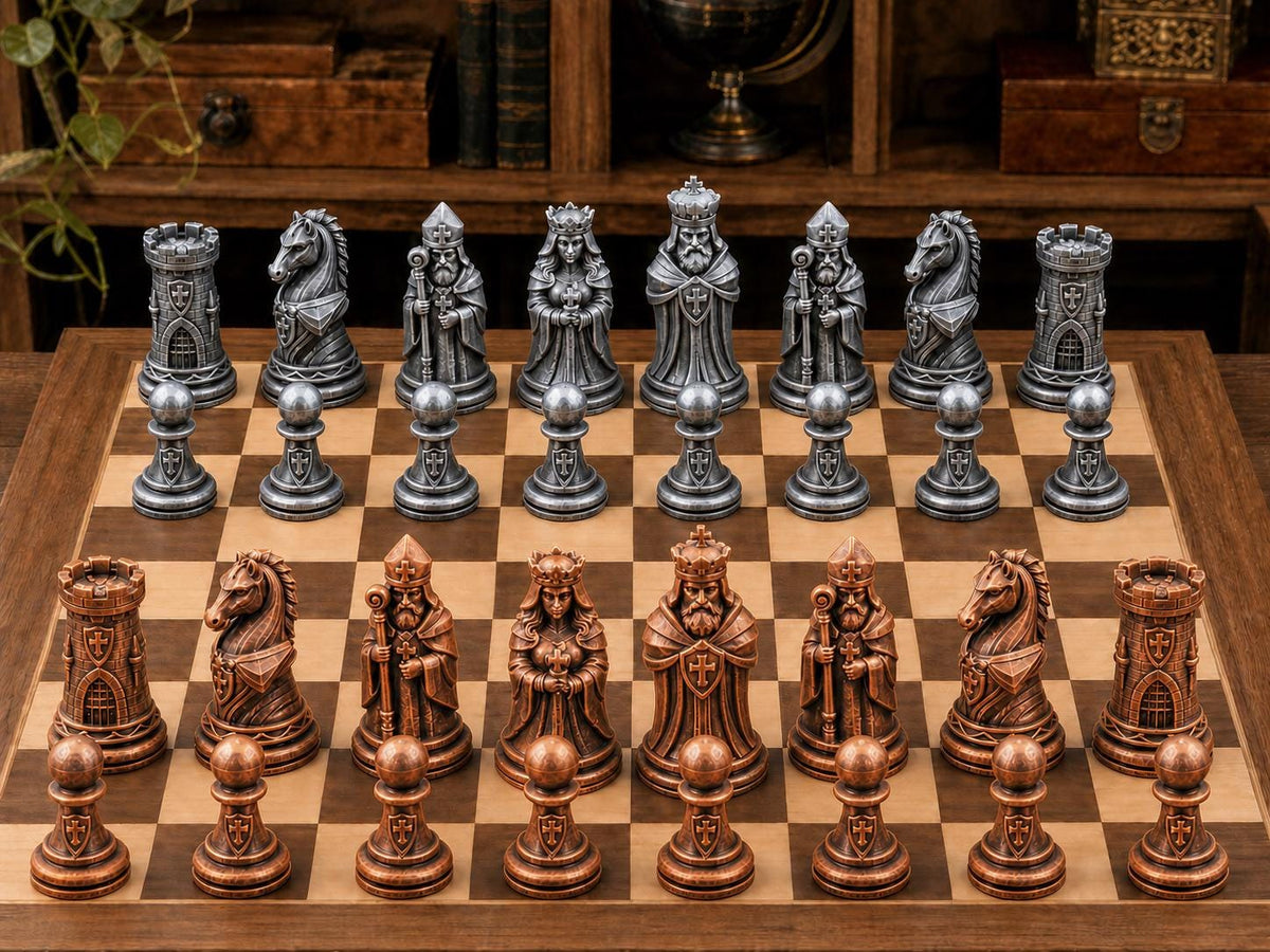 Historischer Kreuzorden – komplettes 32-teiliges Schachfigurenset – Ansicht 2