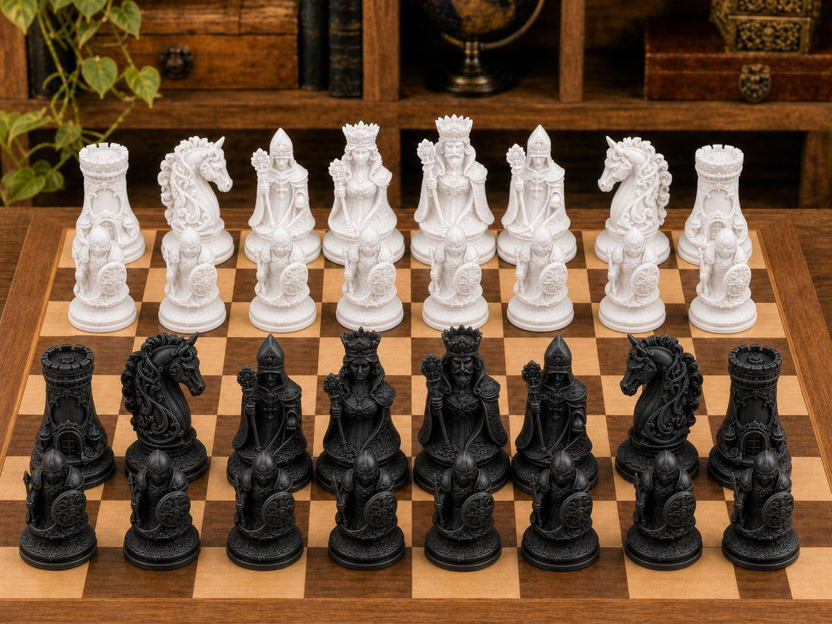 Luxuriöser Barockstil – komplettes 32-teiliges Schachfigurenset – Ansicht 3