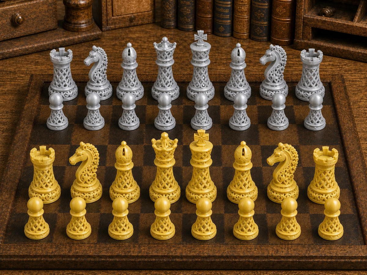 Durchbrochene Formen – komplettes 32-teiliges Schachfigurenset – Ansicht 4