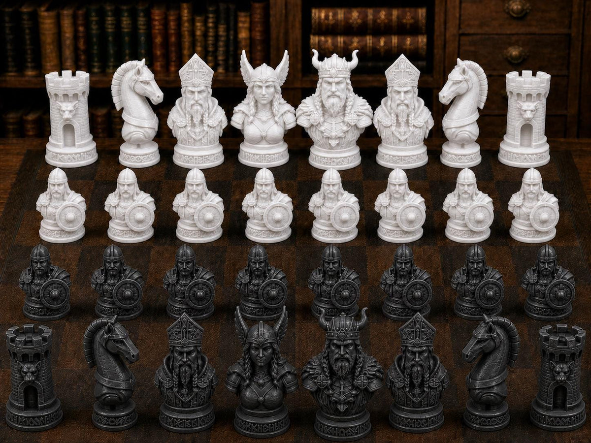Wikingerfiguren – komplettes 32-teiliges Schachfigurenset – Ansicht 3