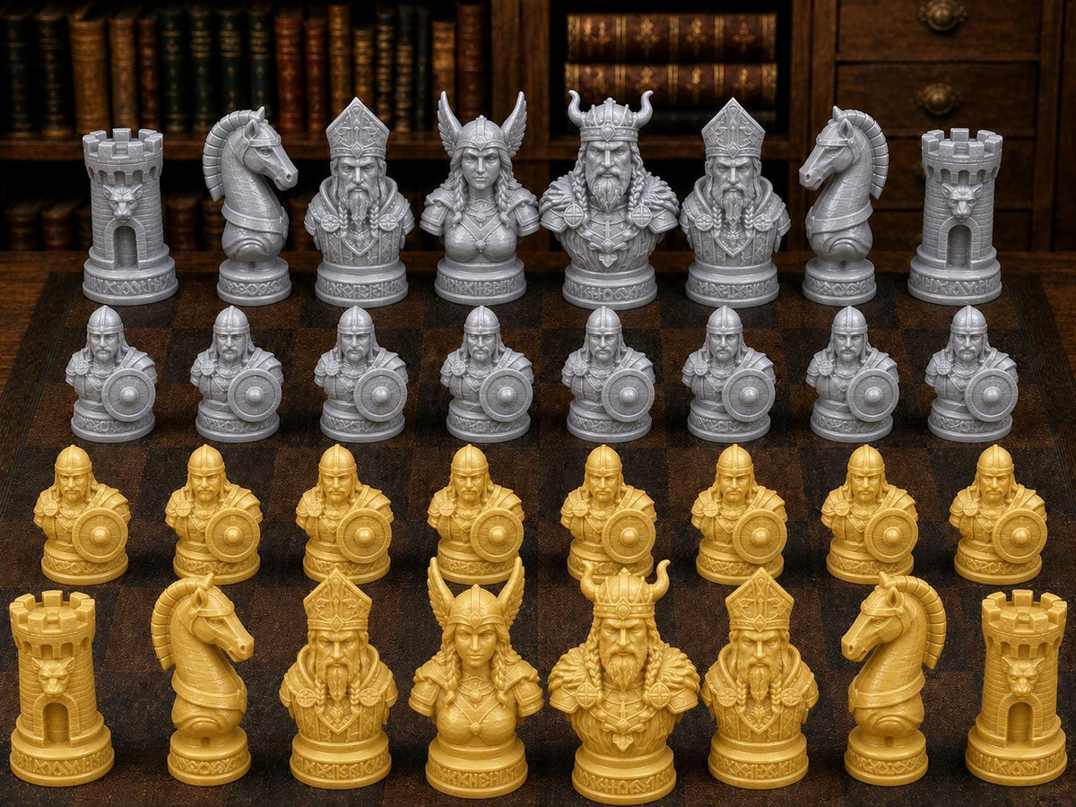 Wikingerfiguren – komplettes 32-teiliges Schachfigurenset – Ansicht 4