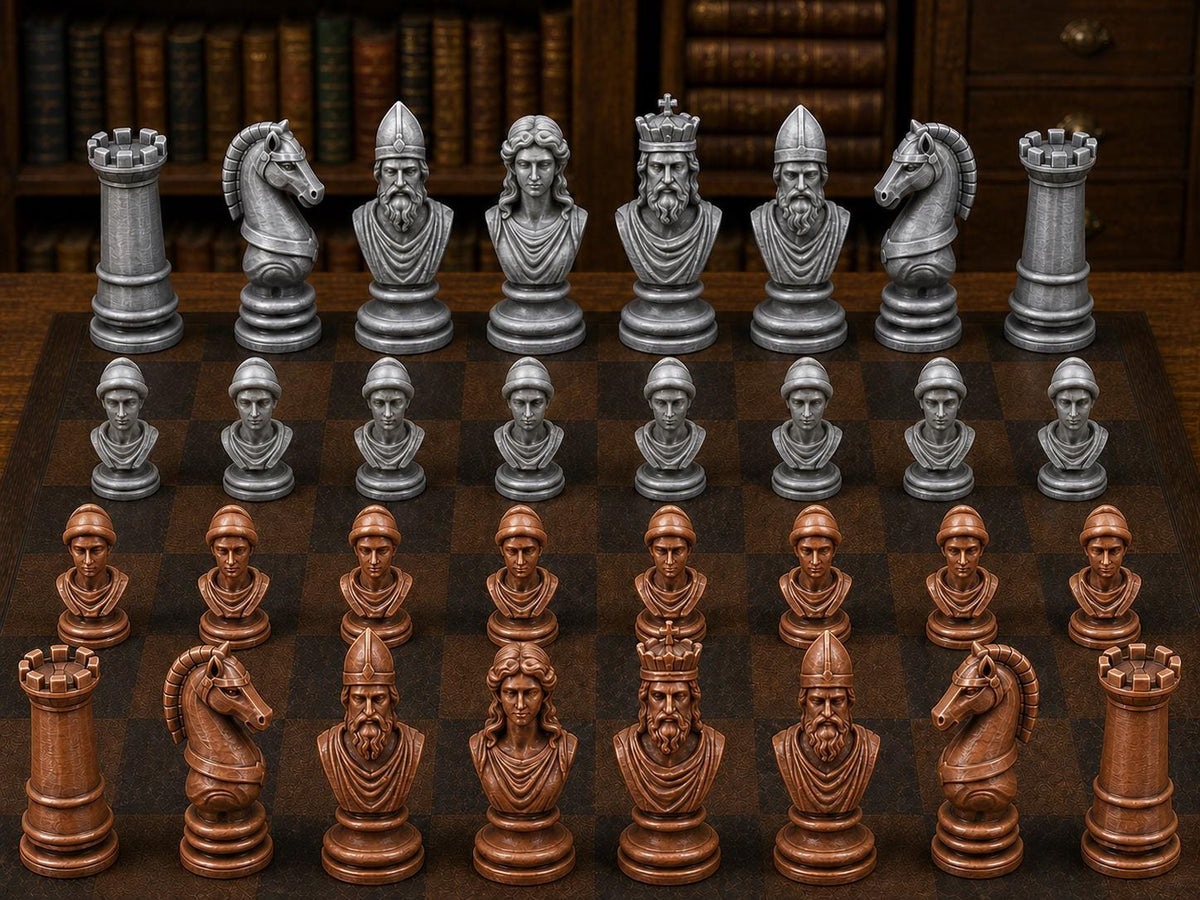 Antikes Griechenland – komplettes 32-teiliges Schachfigurenset – Ansicht 2