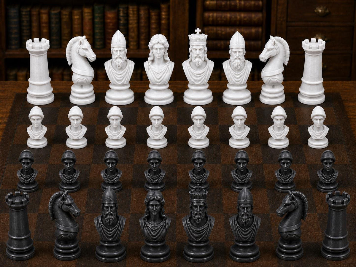 Antikes Griechenland – komplettes 32-teiliges Schachfigurenset – Ansicht 3