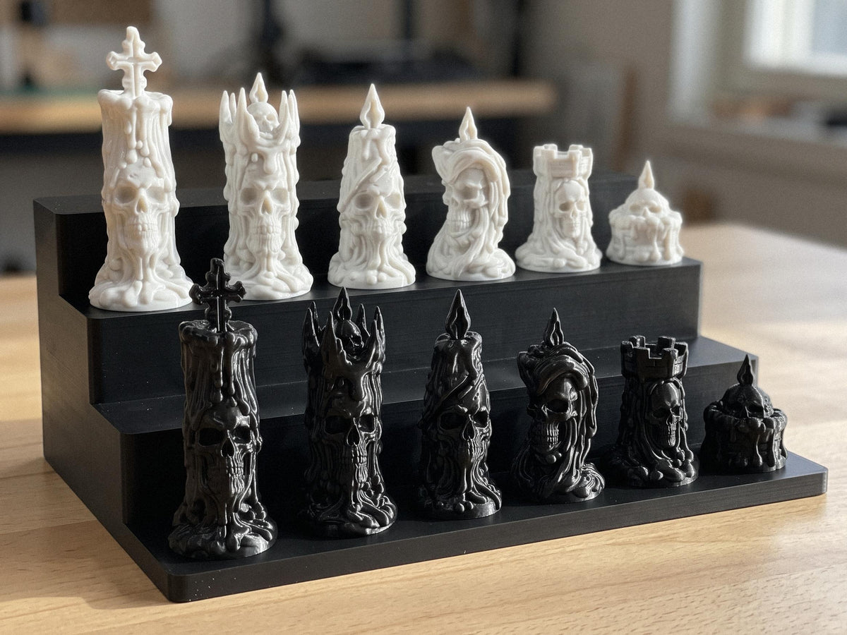 Totenkopf-Kerzen-Schachfigurenset – komplett 32-teilig – Ansicht 2