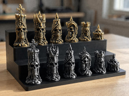 Totenkopf-Kerzen-Schachfigurenset – komplett 32-teilig – Ansicht 1