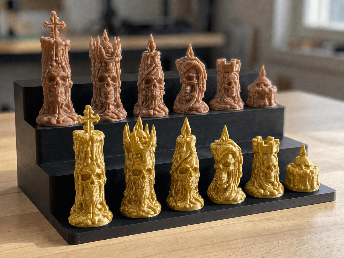 Totenkopf-Kerzen-Schachfigurenset – komplett 32-teilig – Ansicht 7