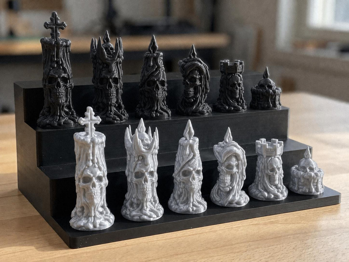 Totenkopf-Kerzen-Schachfigurenset – komplett 32-teilig – Ansicht 8