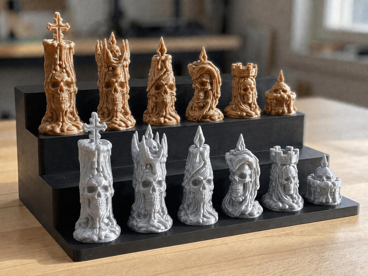 Totenkopf-Kerzen-Schachfigurenset – komplett 32-teilig – Ansicht 10