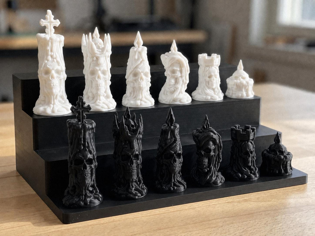 Totenkopf-Kerzen-Schachfigurenset – komplett 32-teilig – Ansicht 11