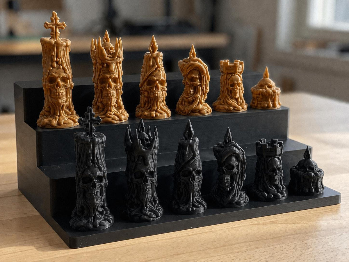 Totenkopf-Kerzen-Schachfigurenset – komplett 32-teilig – Ansicht 12