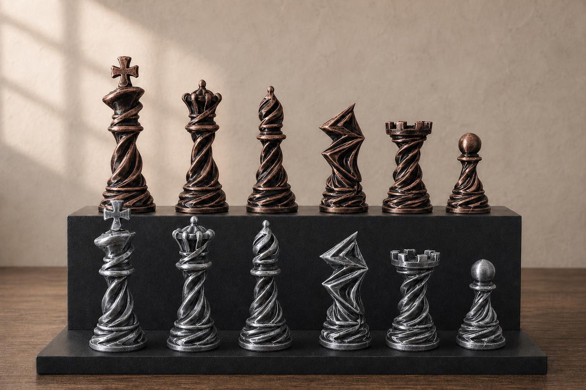 Spiral-Schachfigurenset – komplett 32-teilig – Ansicht 3