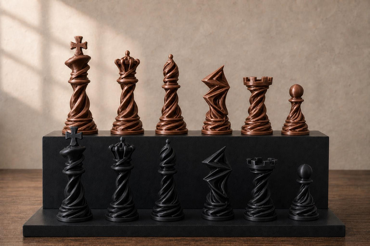 Spiral-Schachfigurenset – komplett 32-teilig – Ansicht 12