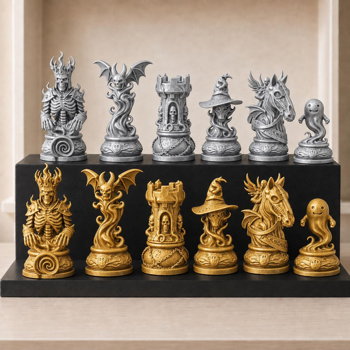 Dämonisches Gothic-Schachfigurenset – komplett 32-teilig – Ansicht 4