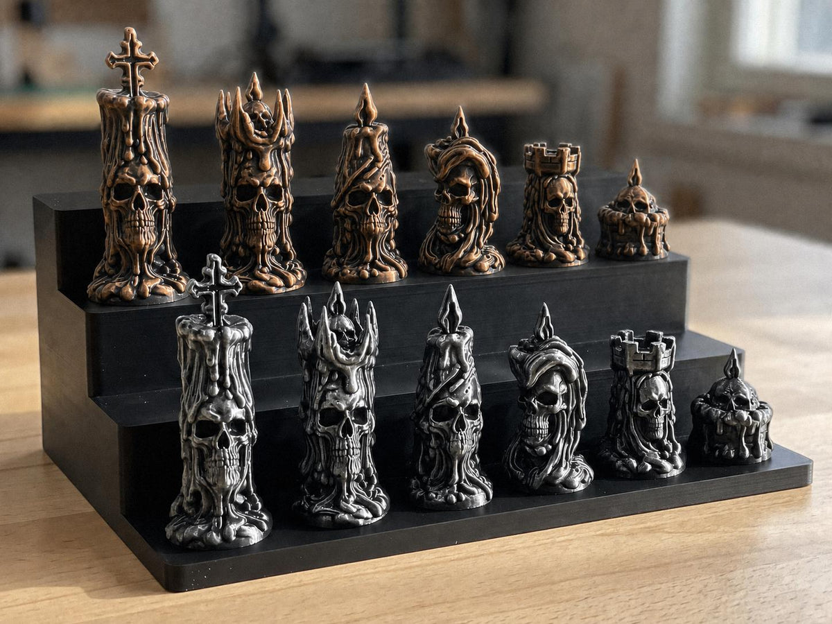 Totenkopf-Kerzen-Schachfigurenset – komplett 32-teilig – Ansicht 3