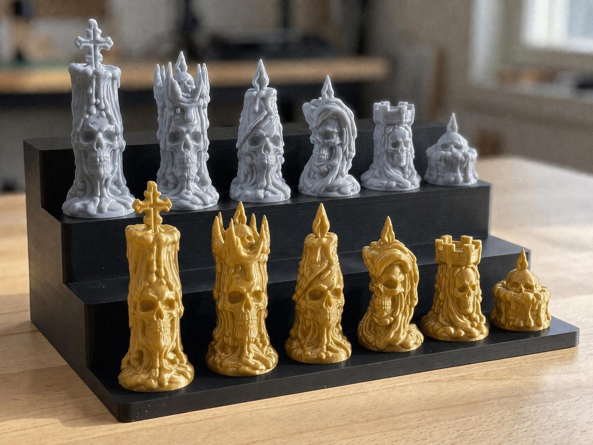 Totenkopf-Kerzen-Schachfigurenset – komplett 32-teilig – Ansicht 4