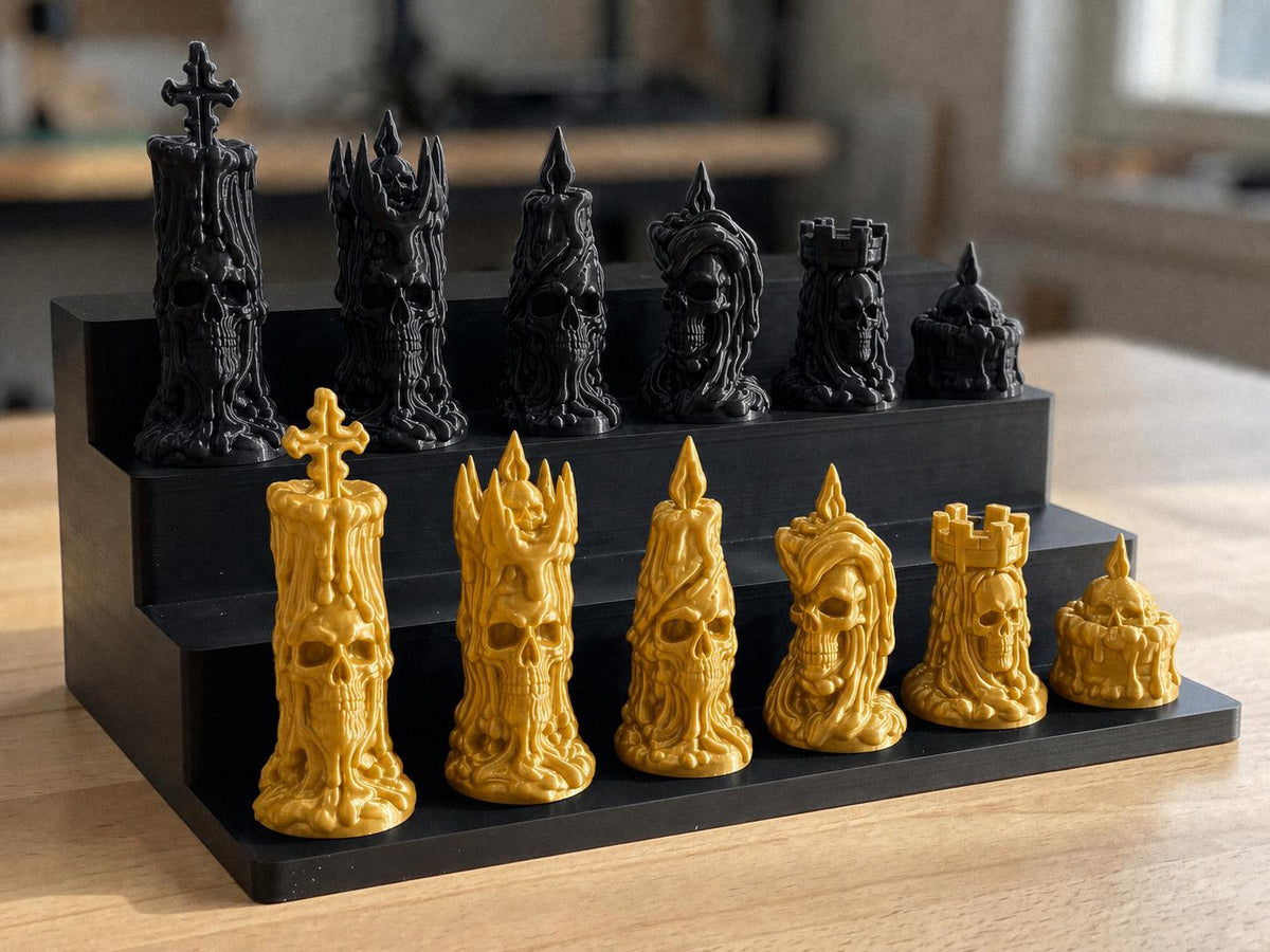 Totenkopf-Kerzen-Schachfigurenset – komplett 32-teilig – Ansicht 5