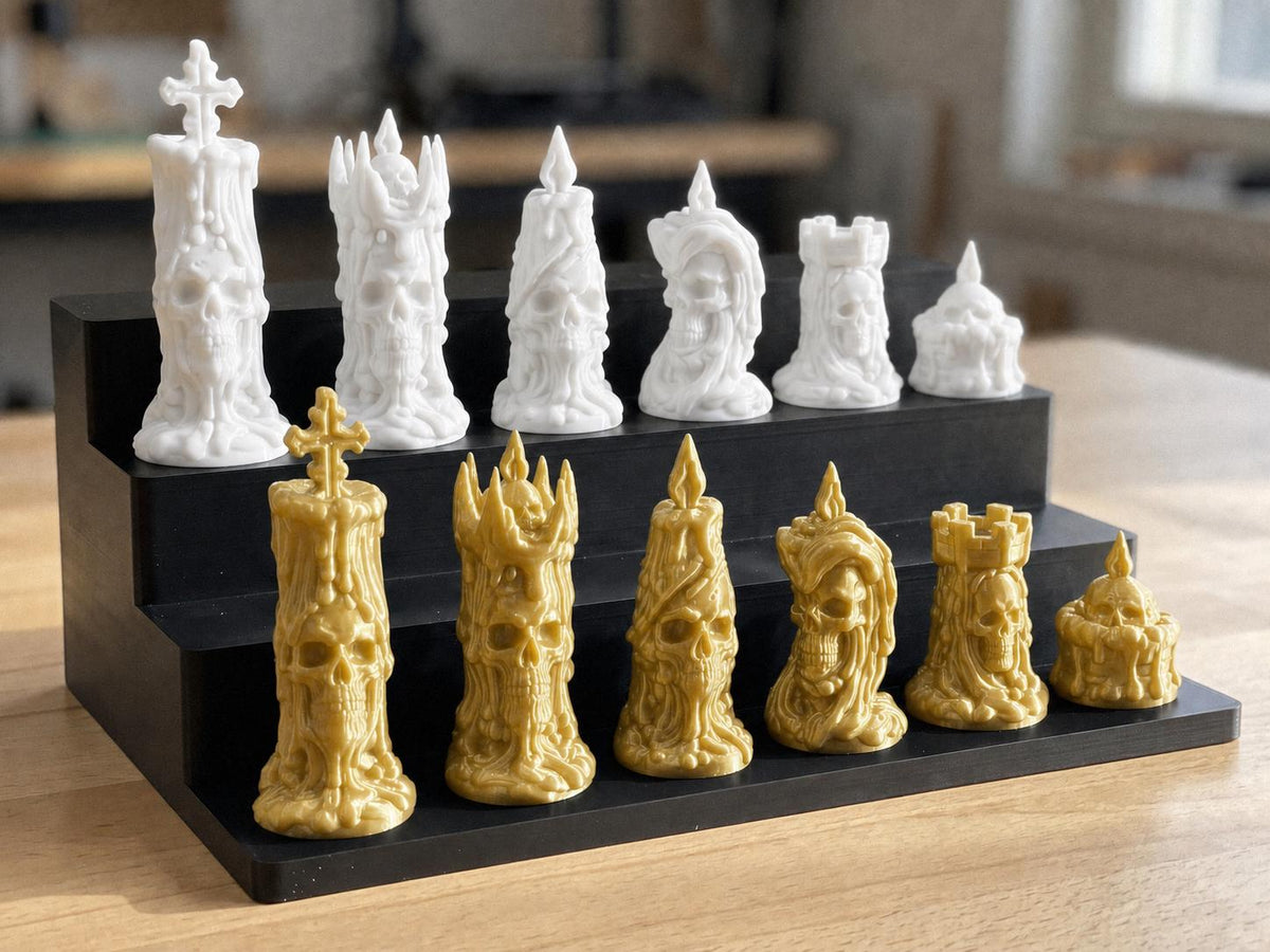 Totenkopf-Kerzen-Schachfigurenset – komplett 32-teilig – Ansicht 6