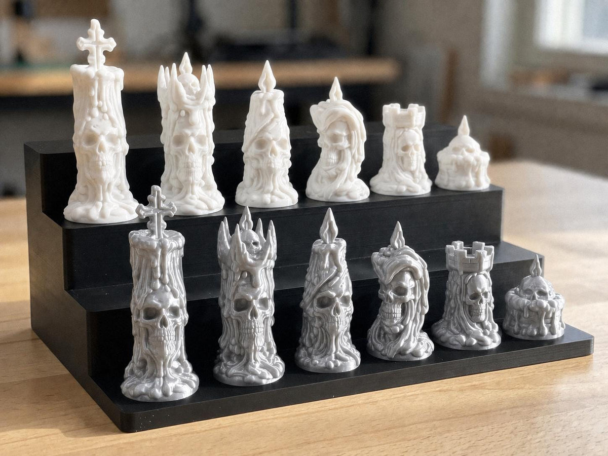 Totenkopf-Kerzen-Schachfigurenset – komplett 32-teilig – Ansicht 9