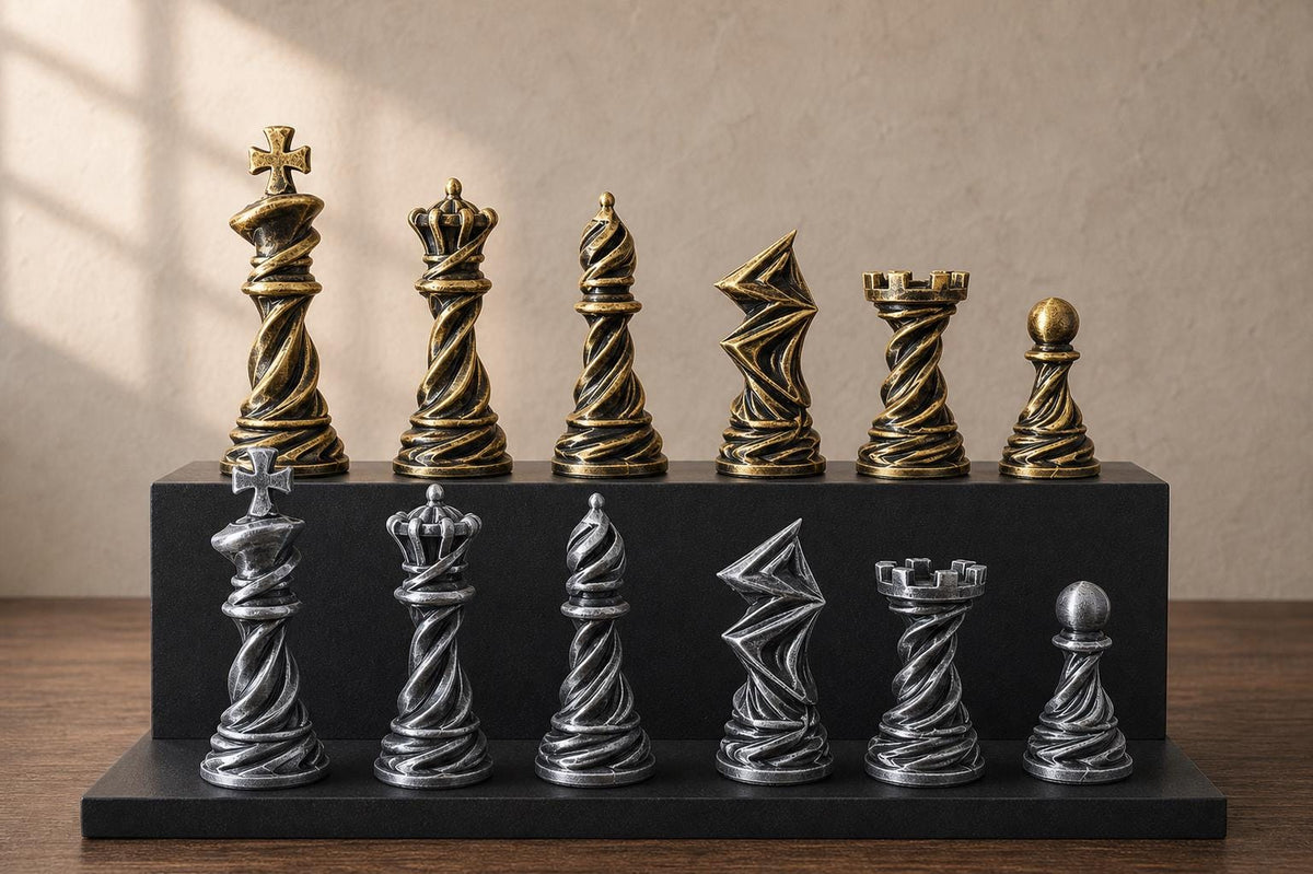 Spiral-Schachfigurenset – komplett 32-teilig – Ansicht 1